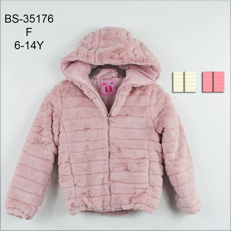 Picture of BS35176- GIRLS FUR FEEL HOODY JACKET HIGH QUALITY MATERIAL